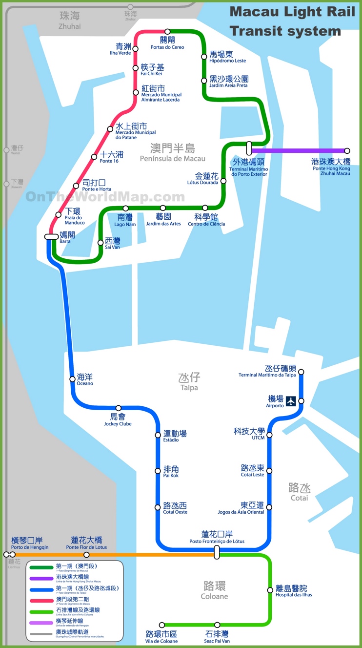 Macau light rail transit system map
