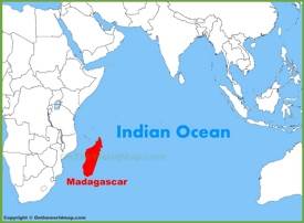 Madagascar location on the Indian Ocean map