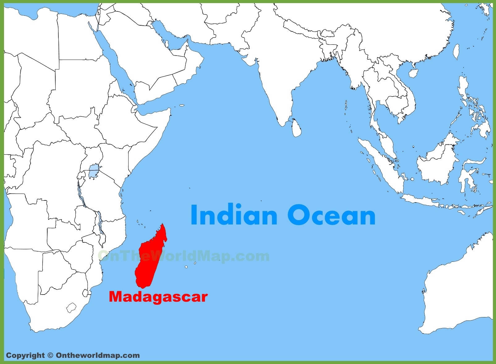 Madagascar Location On The Indian Ocean Map