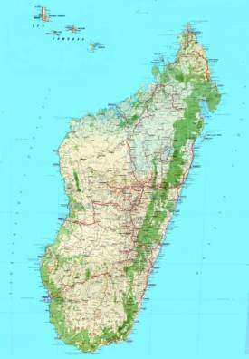 Topographic map of Madagascar