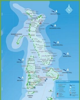 Maldives hotel and resort map