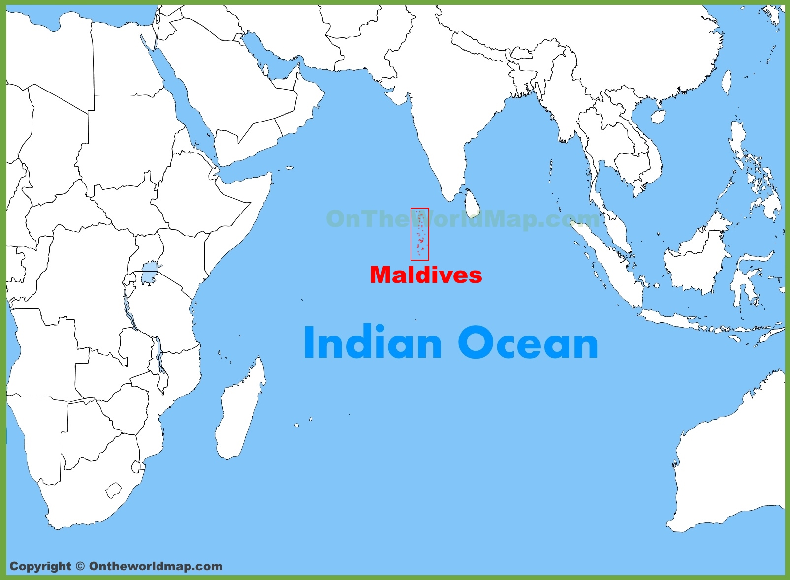 where are the maldives located on the world map Maldives Location On The Indian Ocean Map where are the maldives located on the world map