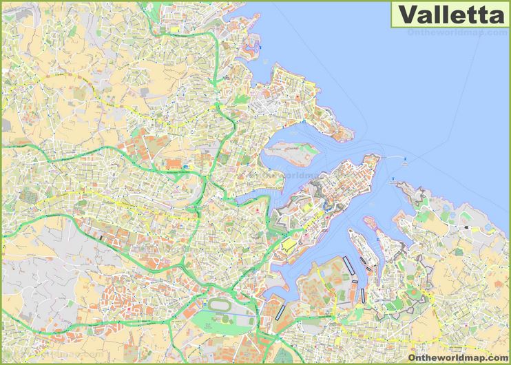 Detailed Map of Surroundings of Valletta
