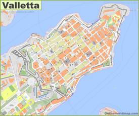 Detailed Map of Valletta