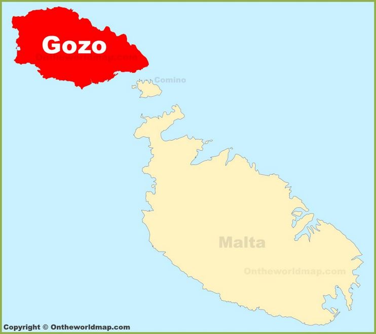 Gozo location on the Malta map