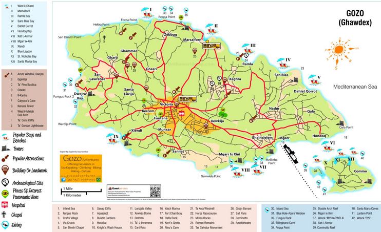 Gozo Tourist Attractions Map