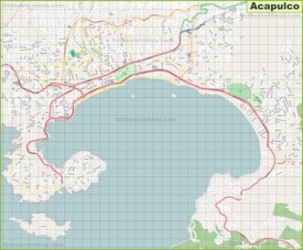 Large detailed map of Acapulco