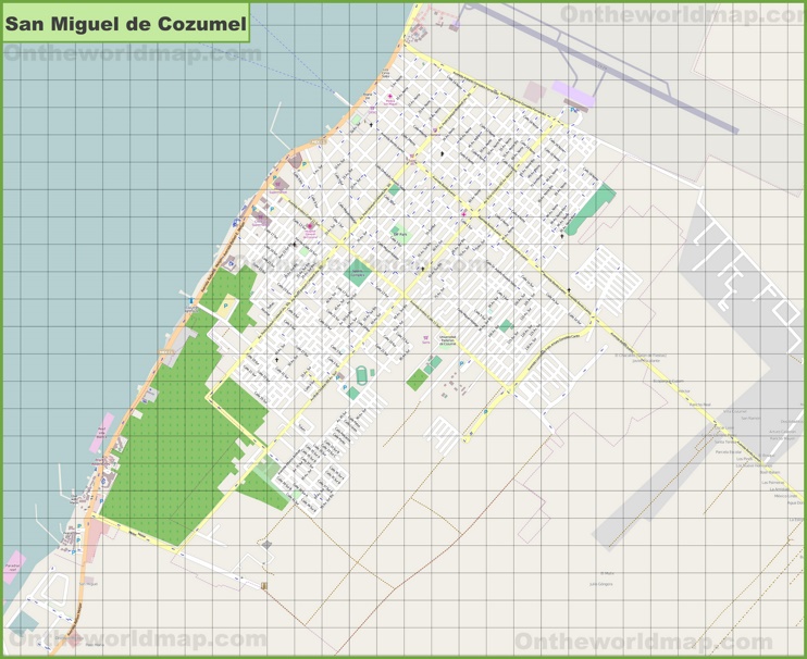 Large detailed map of San Miguel de Cozumel