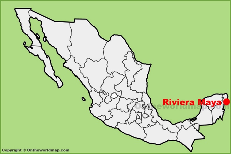 Riviera Maya location on the Mexico map