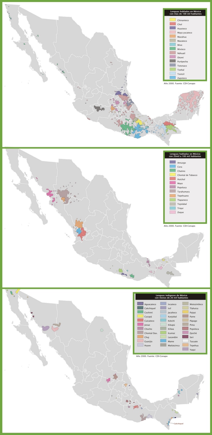 Map of languages in Mexico