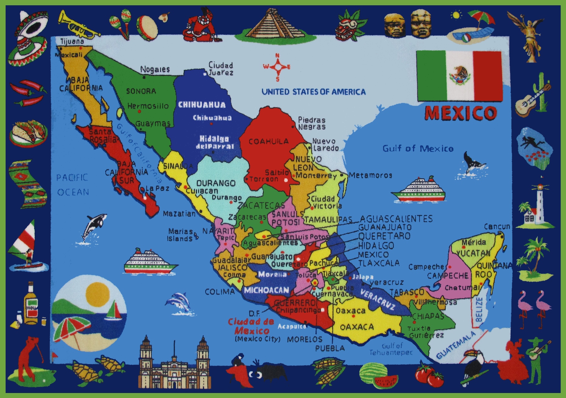 Pictorial Travel Map Of Mexico