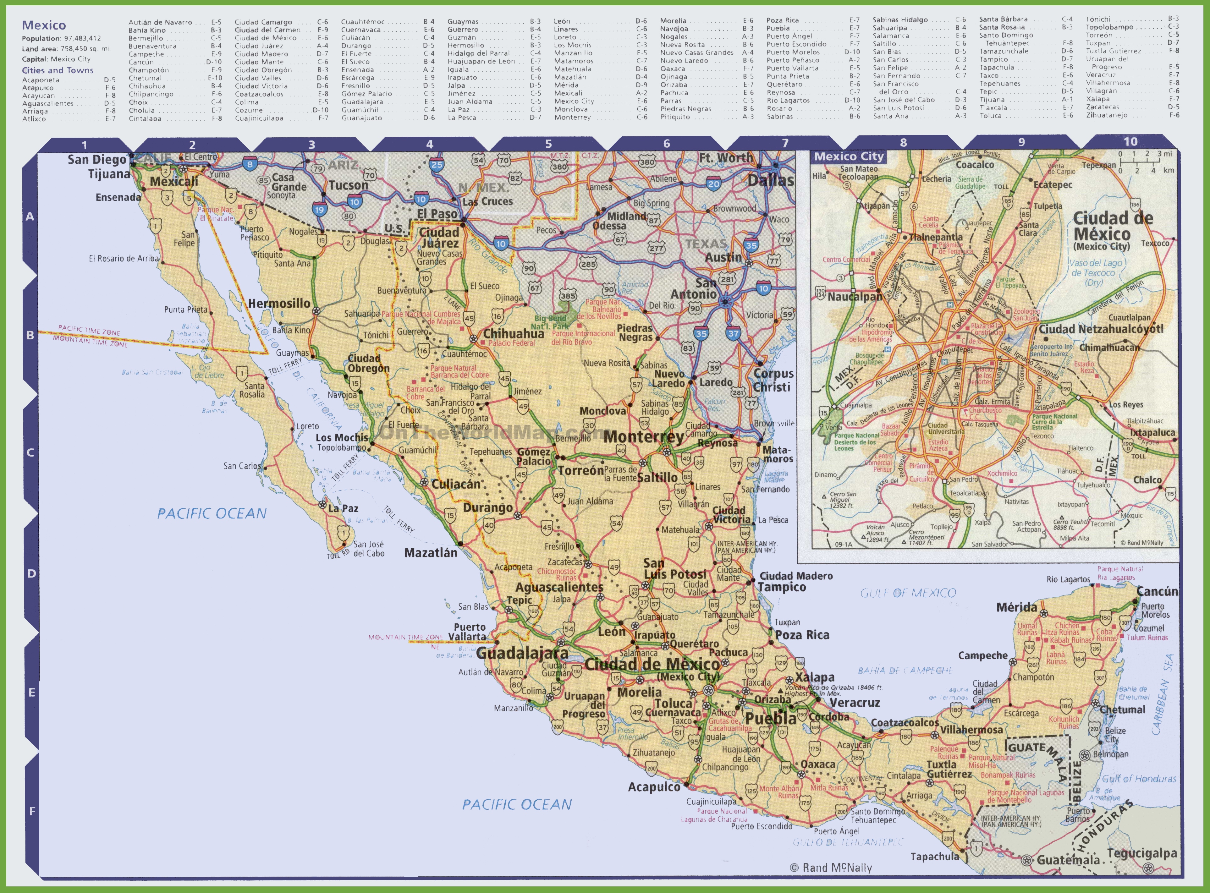 Road map of Mexico