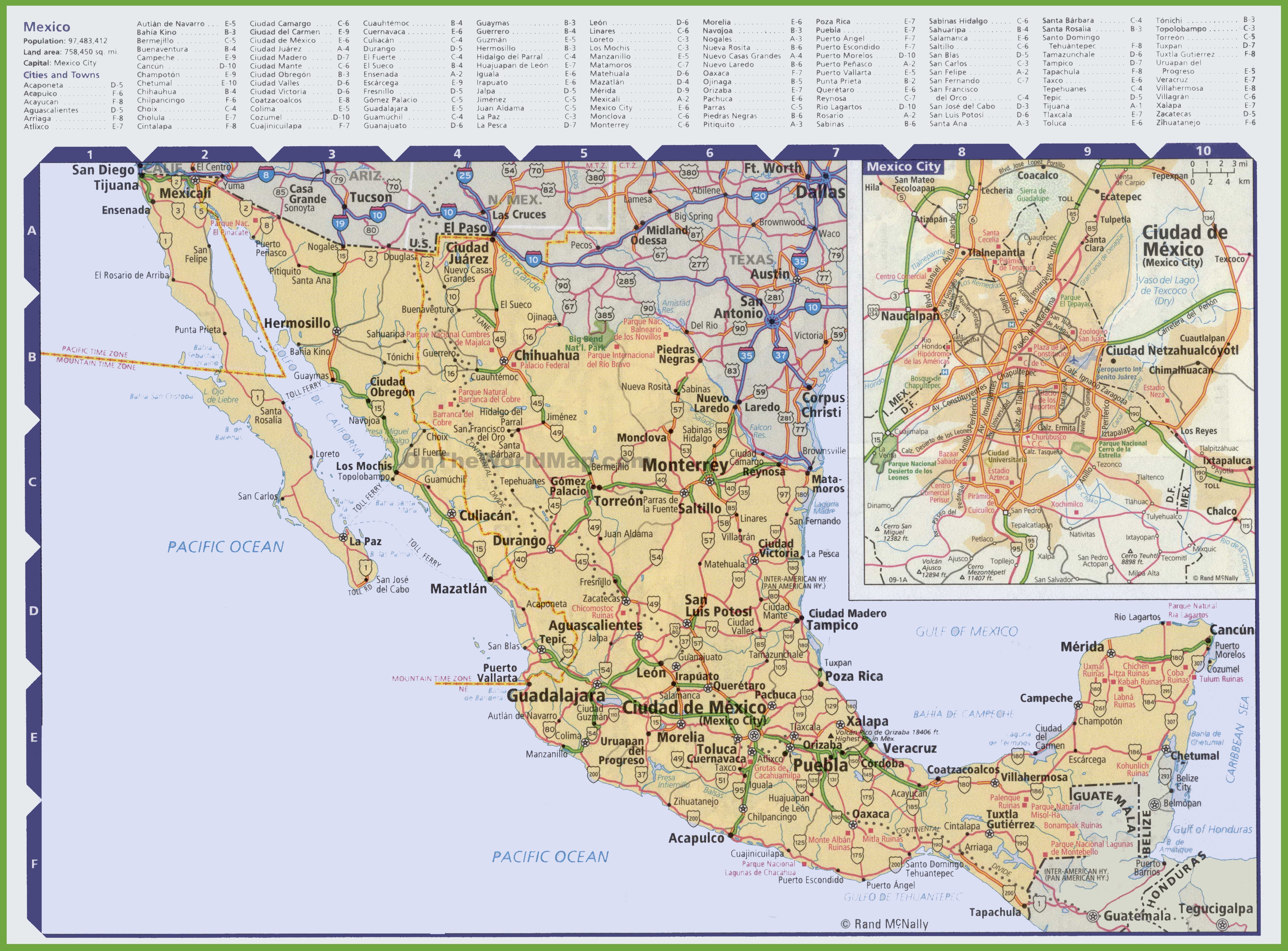 Mapa De Mexico De Carreteras World Map