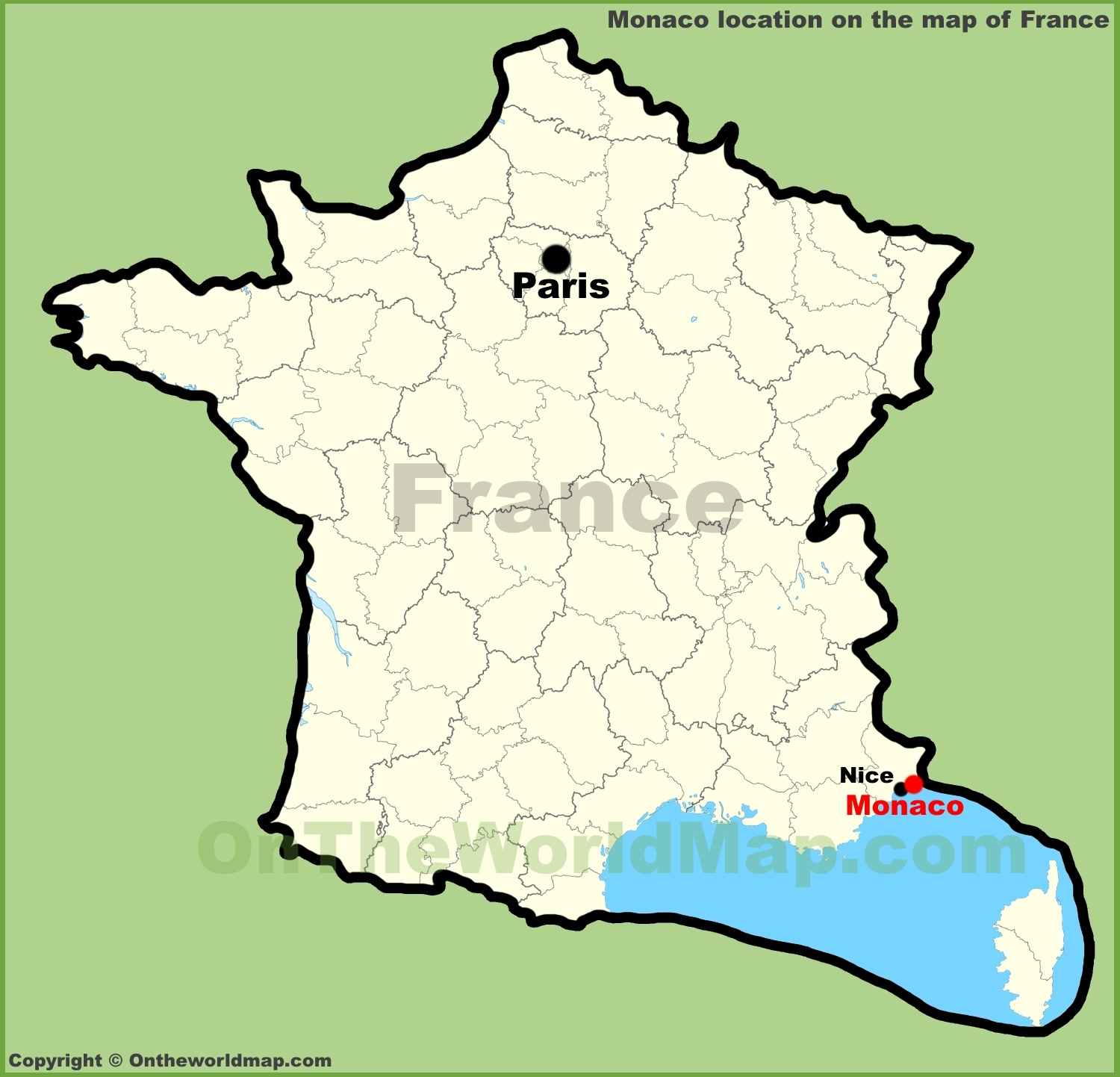 Monaco Location On The Map Of France