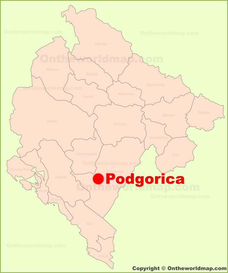 Podgorica location on the Montenegro map