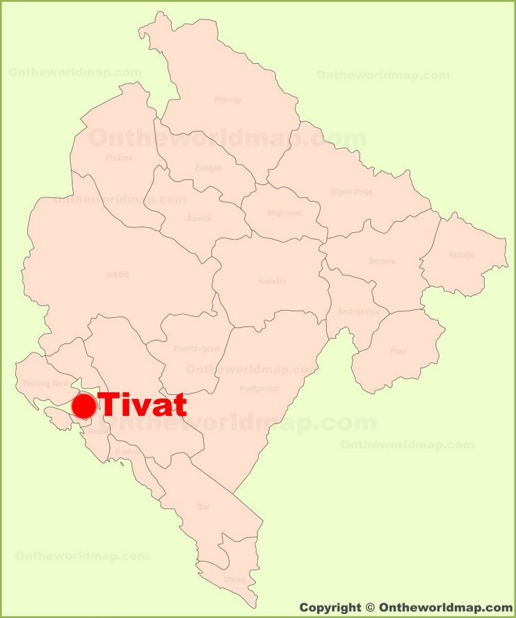 Tivat location on the Montenegro map