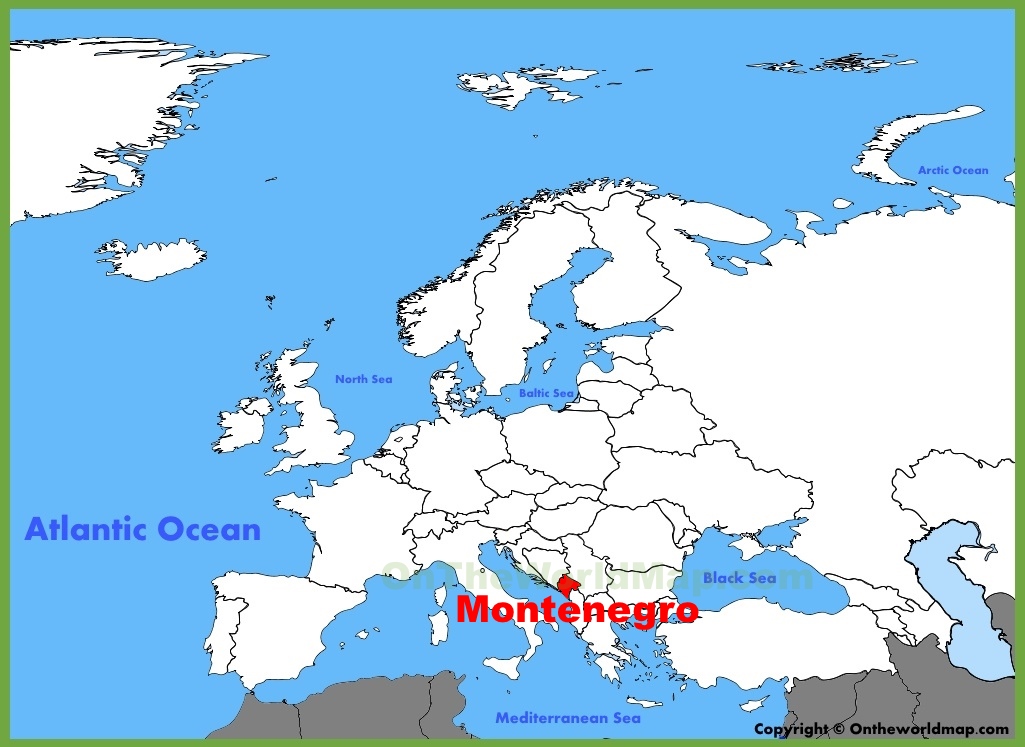 Montenegro Location On The Europe Map