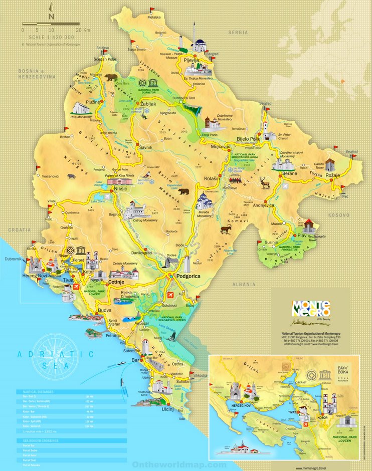 Montenegro tourist attractions map