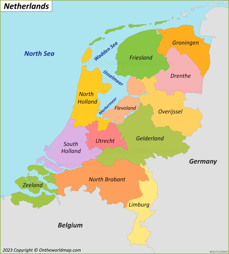 Administrative Divisions Map of Netherlands