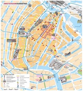 Amsterdam hotels and sightseeings map