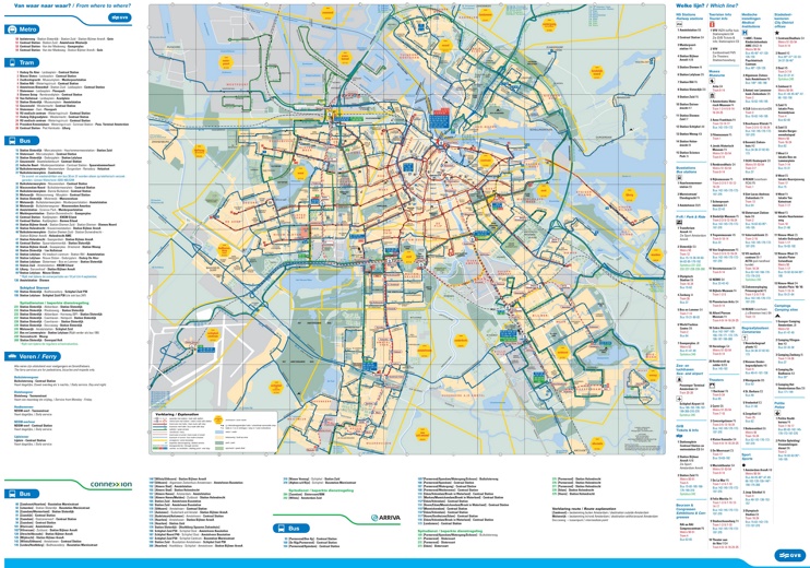 Amsterdam metro tram and bus map