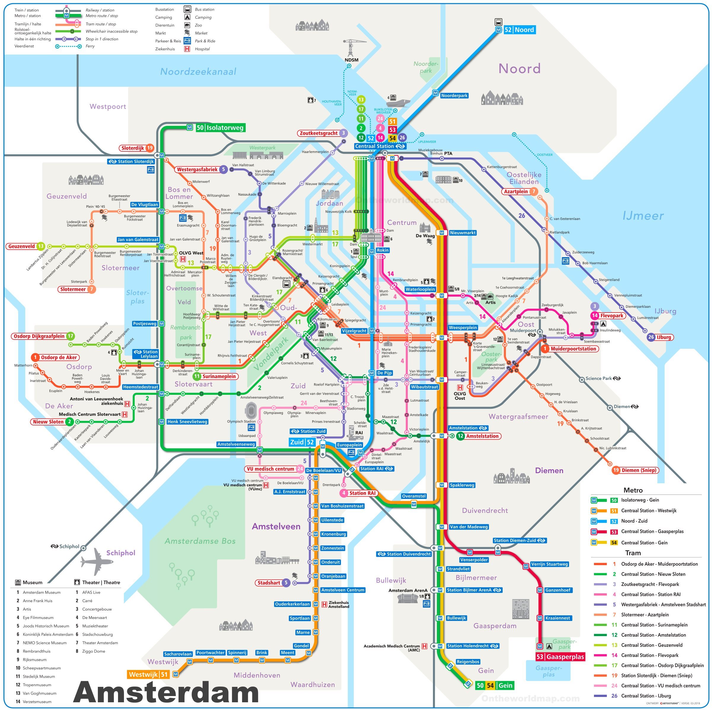 Amsterdam Metro And Tram Map