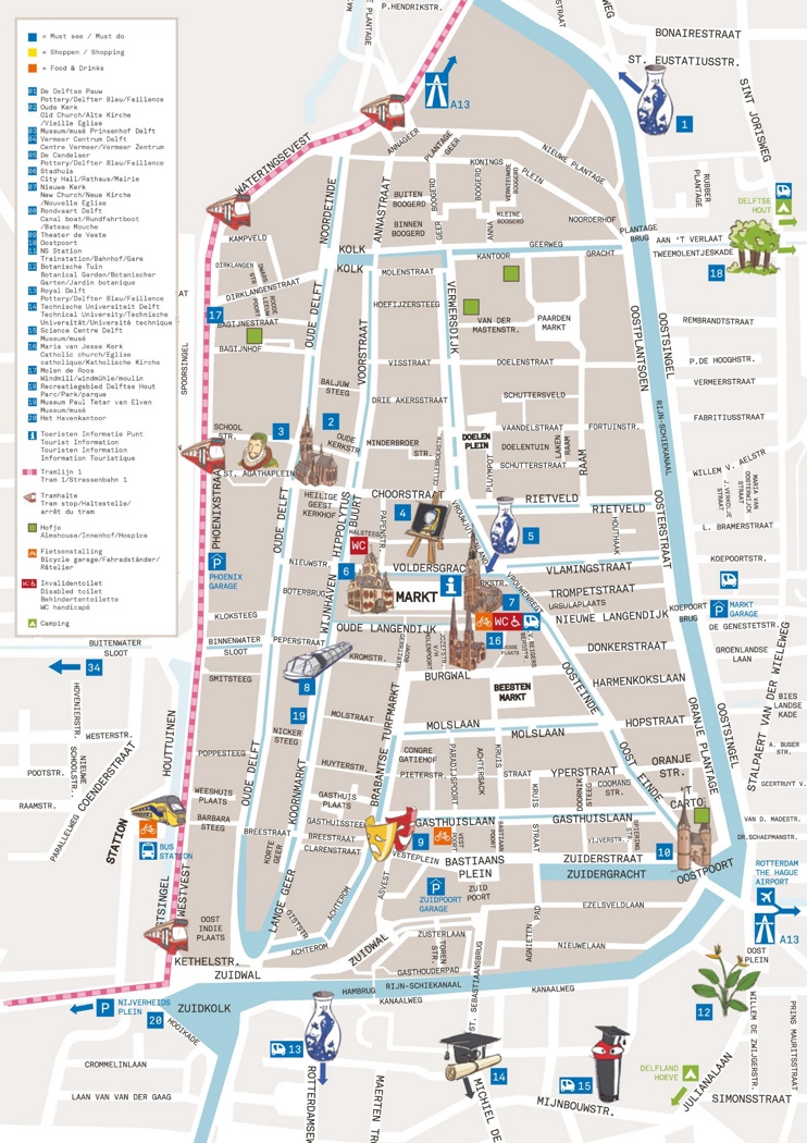 Delft city center map