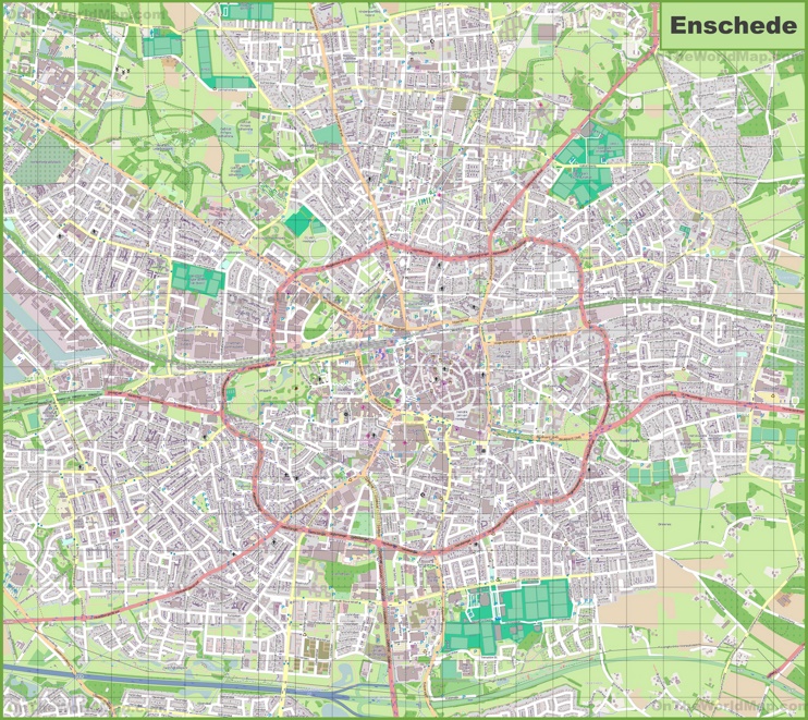 Large detailed map of Enschede