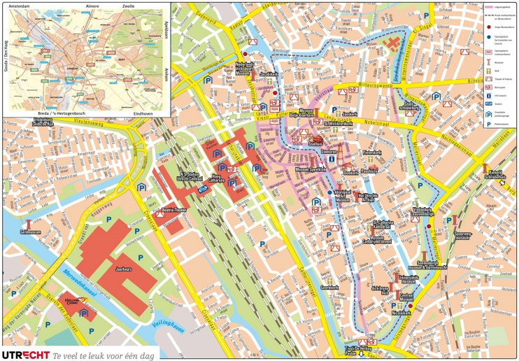 Large detailed tourist map of Utrecht