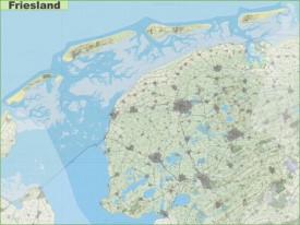 Large detailed topographic map of Friesland
