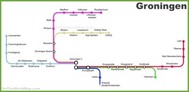 Groningen province railway map