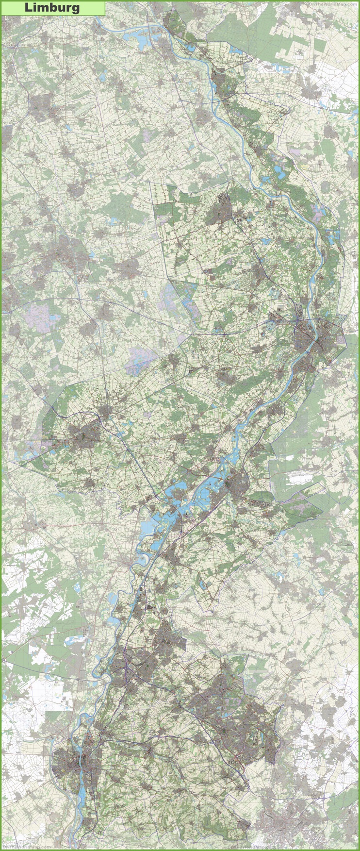 Large detailed topographic map of Limburg