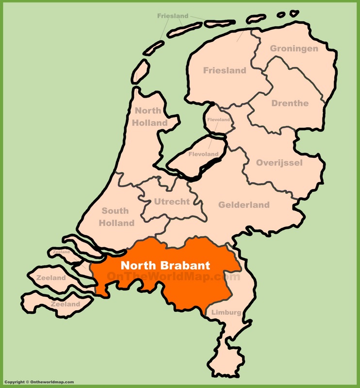 North Brabant location on the Netherlands map