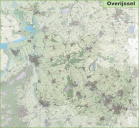 Large detailed topographic map of Overijssel