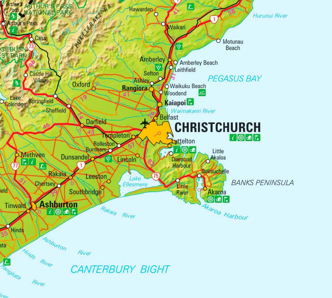 Christchurch area map