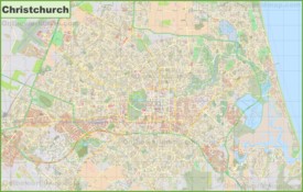 Large detailed map of Christchurch