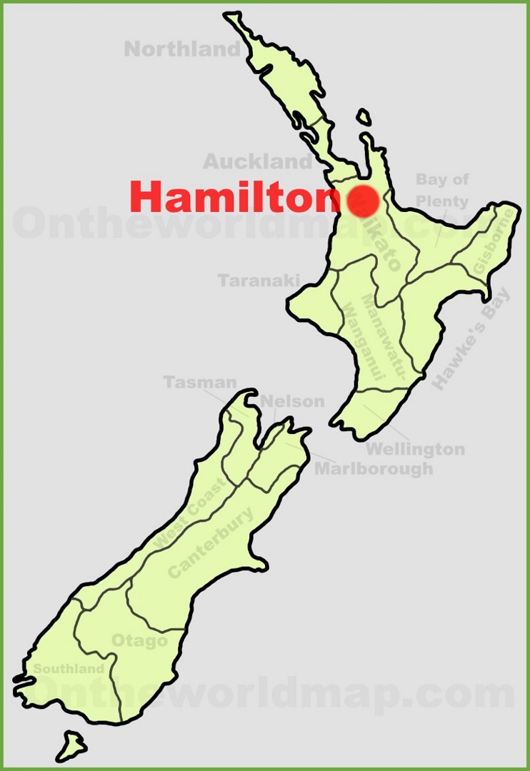 Hamilton location on the New Zealand Map