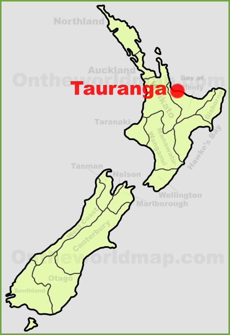 Tauranga location on the New Zealand Map