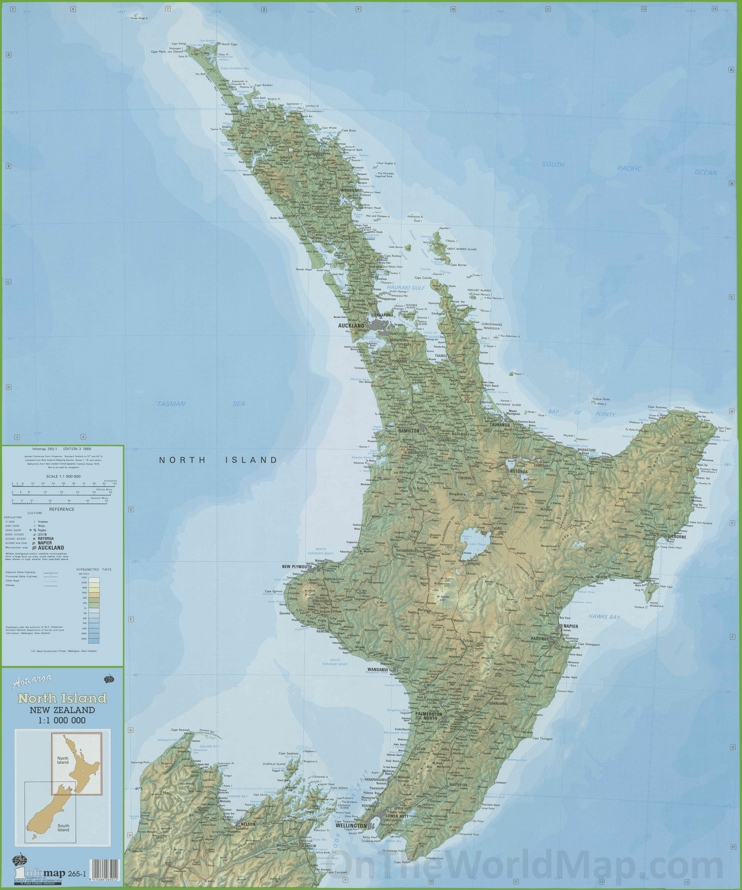 Large detailed map of the North Island of New Zealand