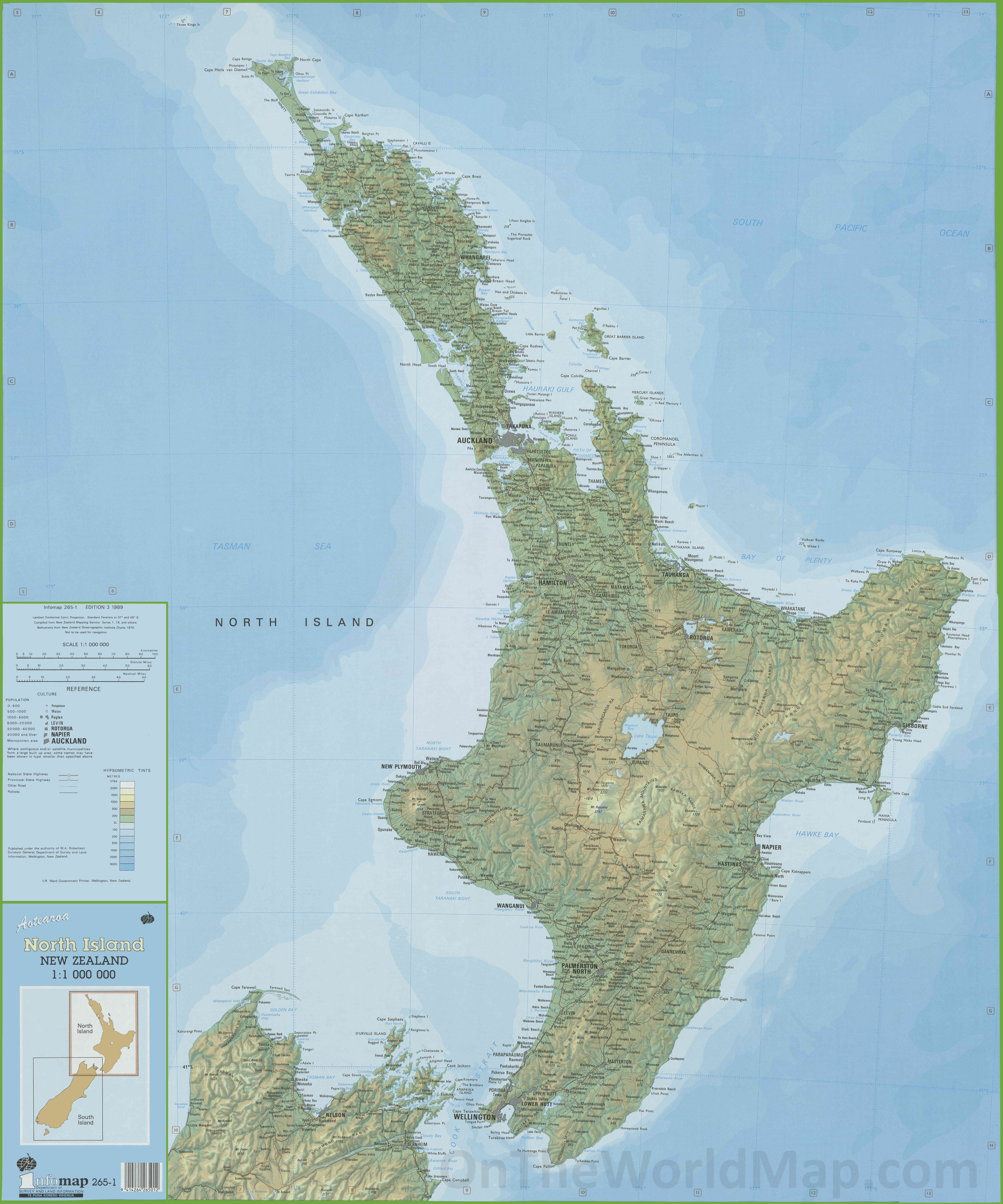 Large Detailed North Island New Zealand Map