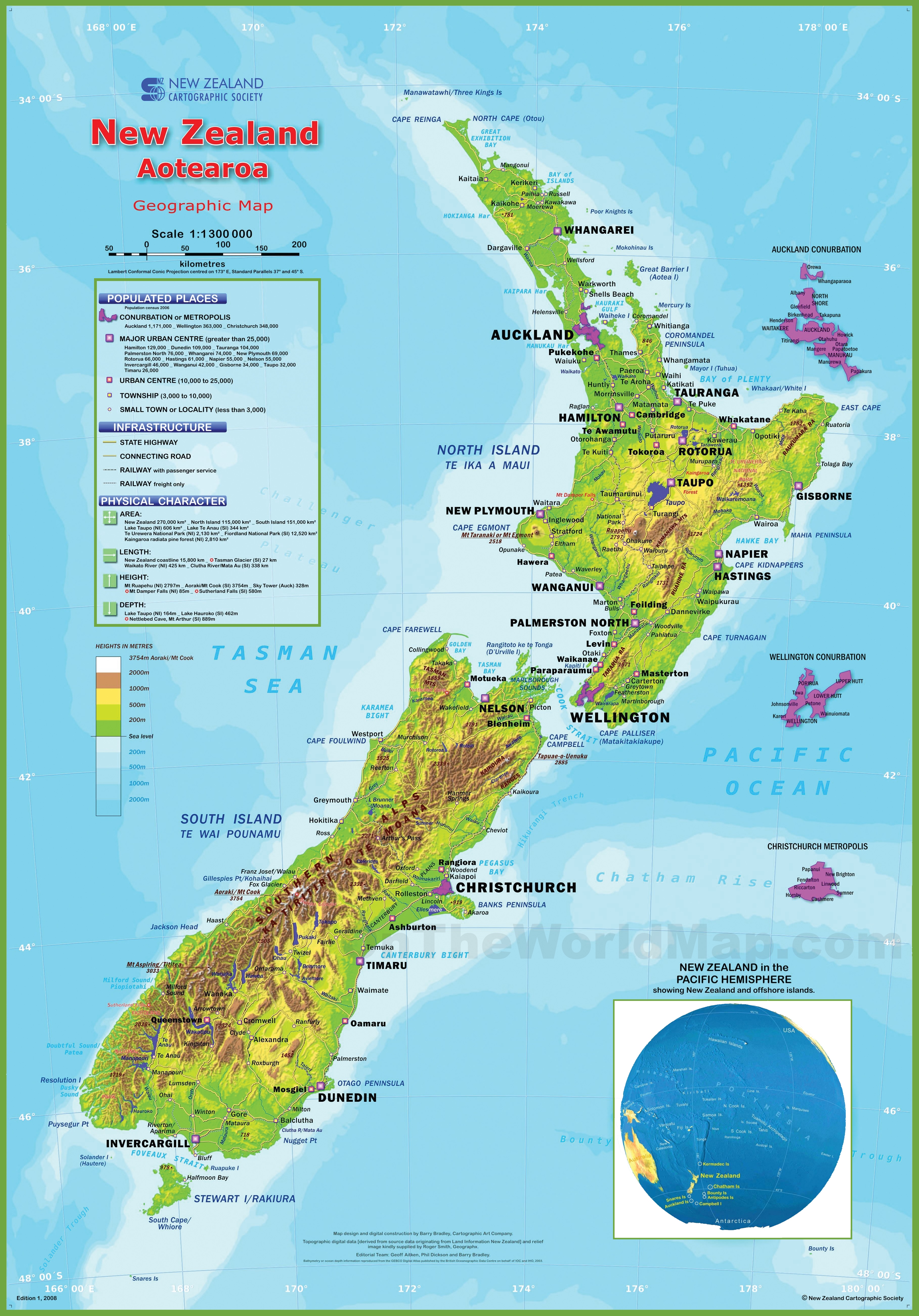 New Zealand Physical Map