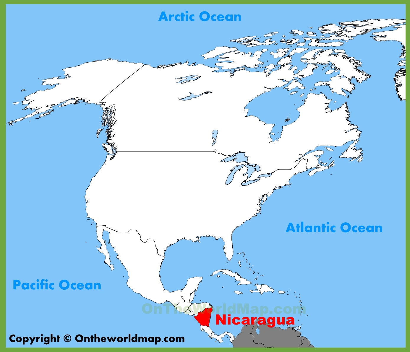 Nicaragua Location On The North America Map