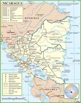 Nicaragua political map