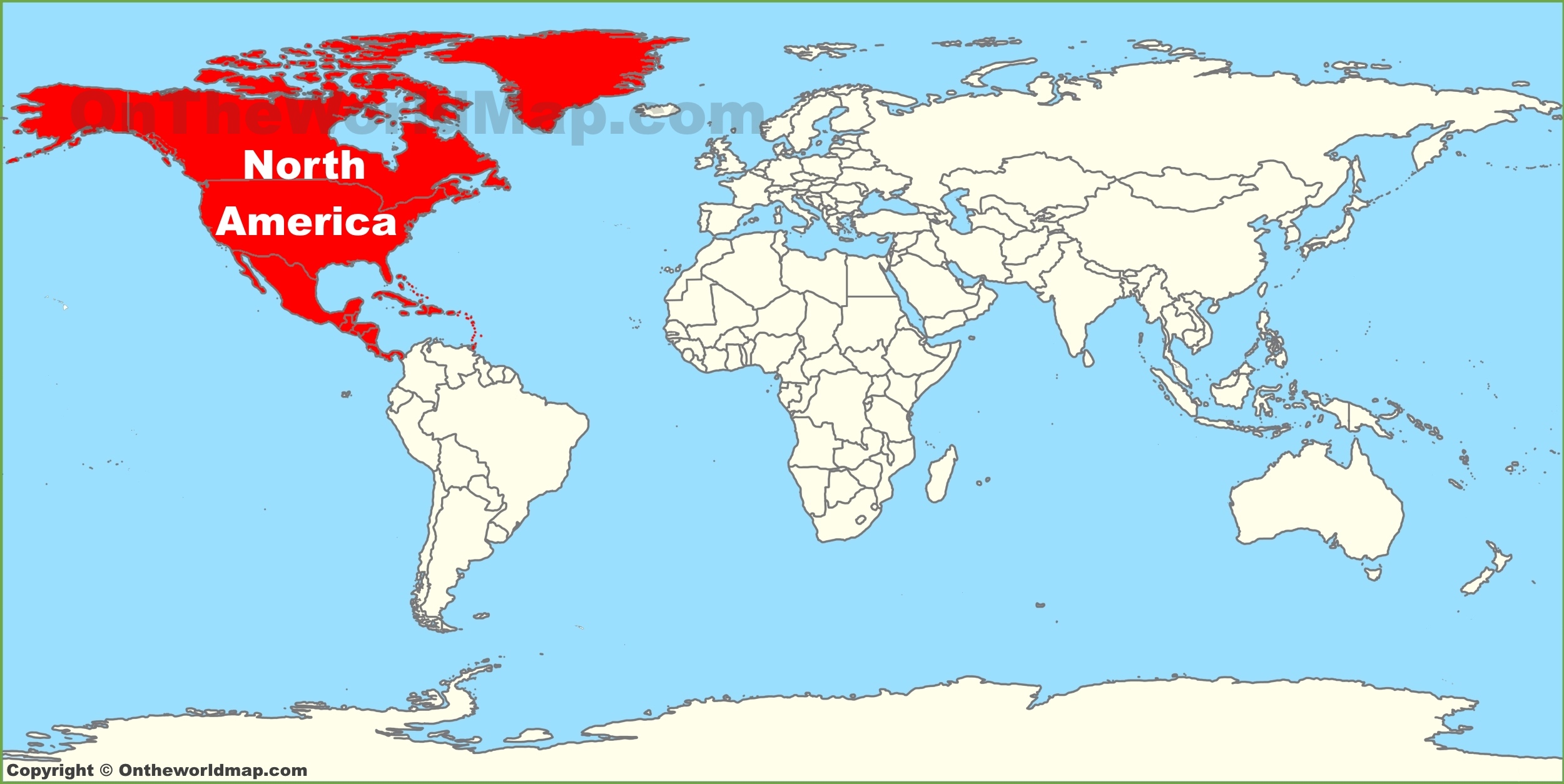 North America location on the World Map