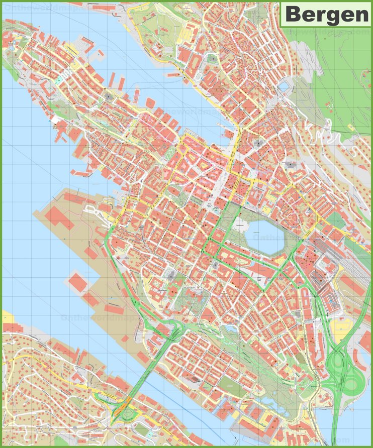 Bergen city center map