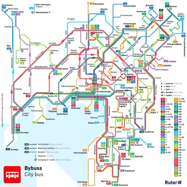 Oslo bus map