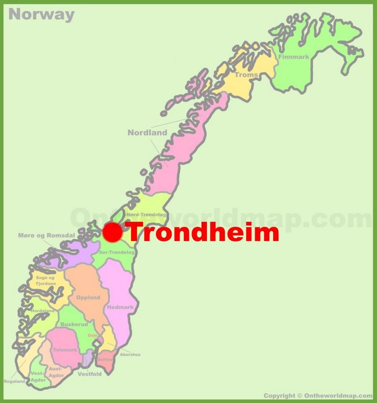 Trondheim location on the Norway Map