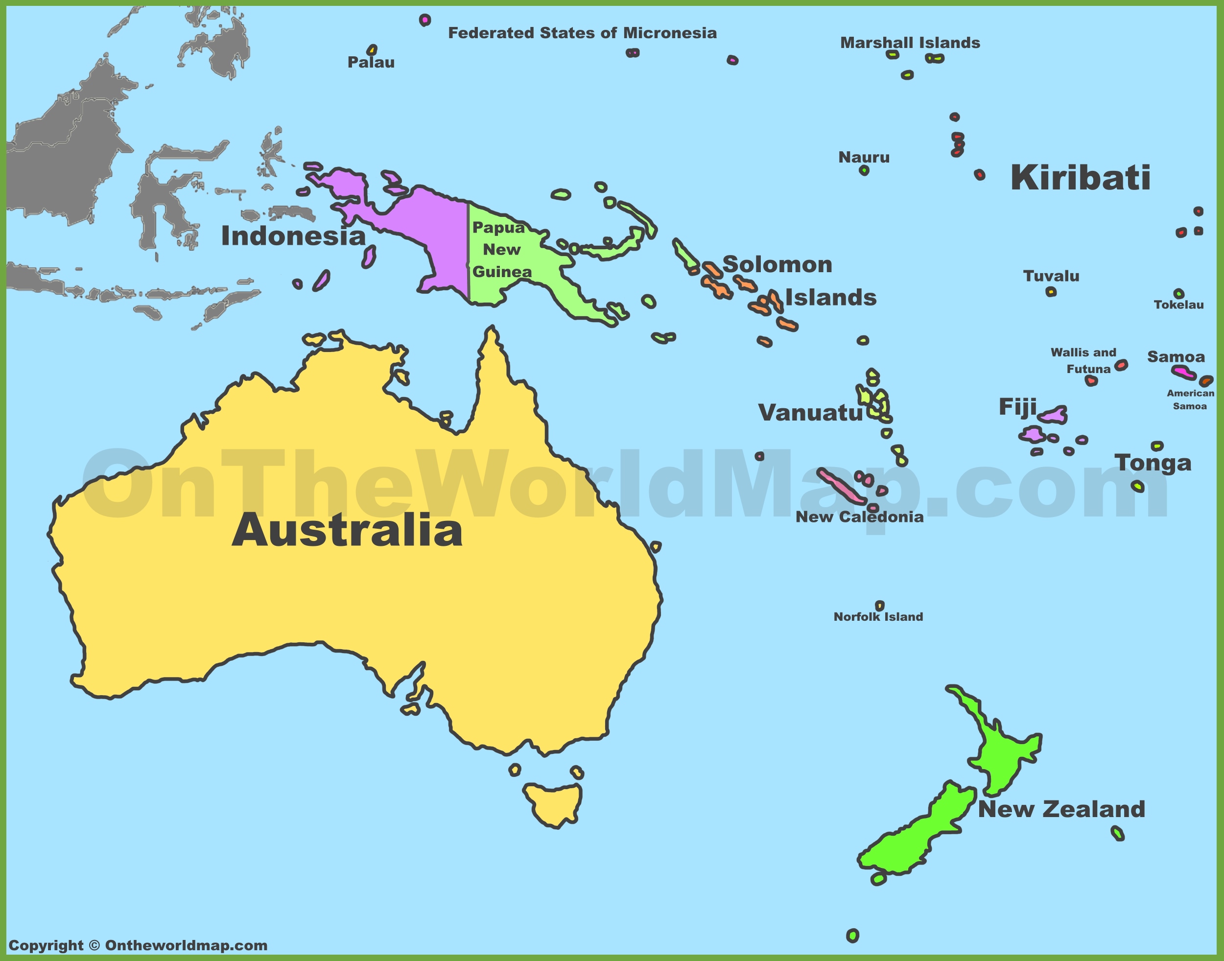 where is oceania located on the world map Oceania Maps Maps Of Oceania Ontheworldmap Com where is oceania located on the world map