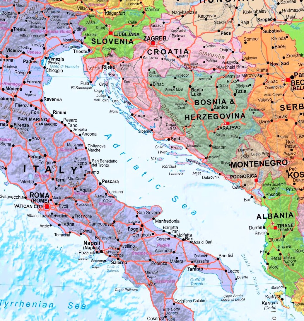 Adriatic Sea Political Map