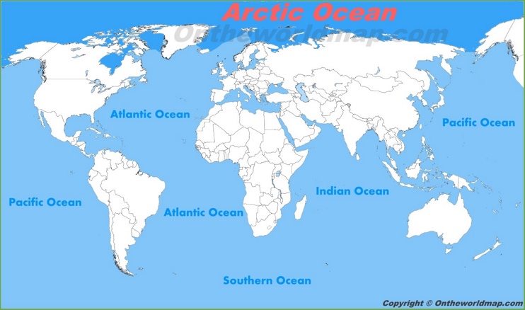 Arctic Ocean location on the World Map